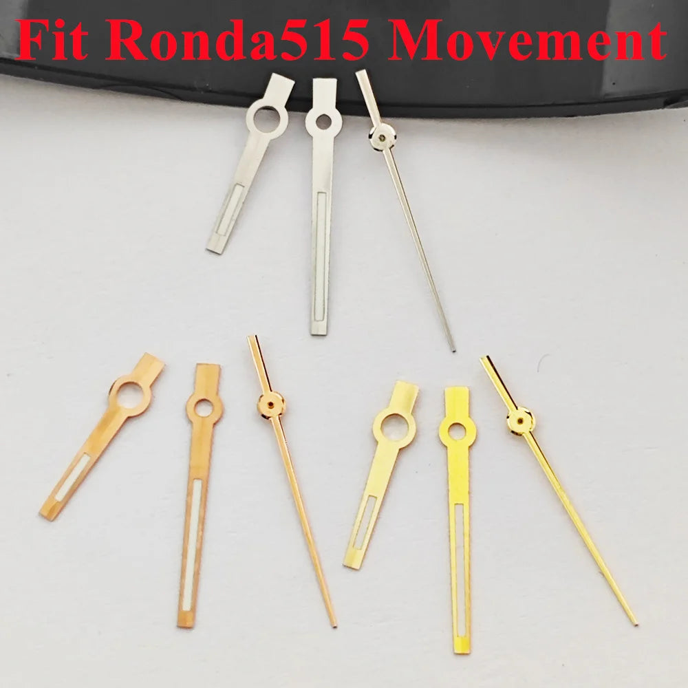 RICHUS Ronda515 Watch Hands Silver Gold Rose-Gold Watch Hands Green Luminous Fit Ronda 515 Quartz Movement Watch Accessory Part