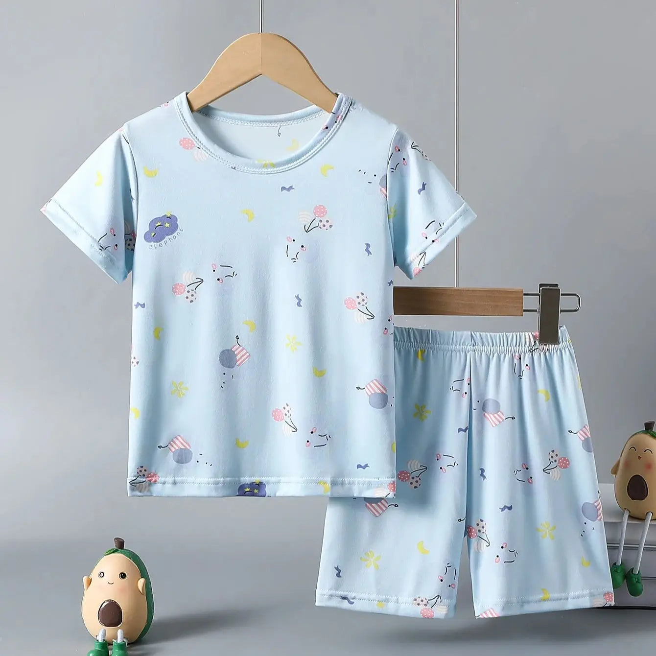 2-Pcs Children's Casual Cute Home Service Suit Boy Casual Joker Bear Print Short Sleeve Girl Comfortable Joker Sweet Shorts Suit