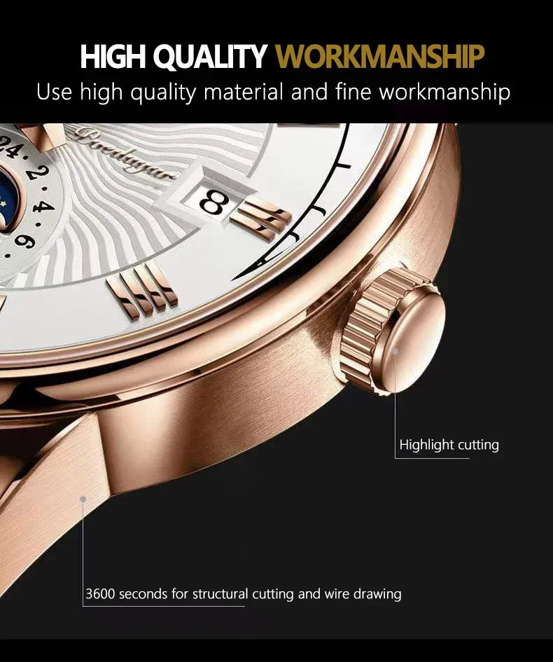 Luxury Brand Watch for Men Trendy High End Light Versatile Quartz Watch Leather Strap Fake Three Eye Fashion Business Wristwatch
