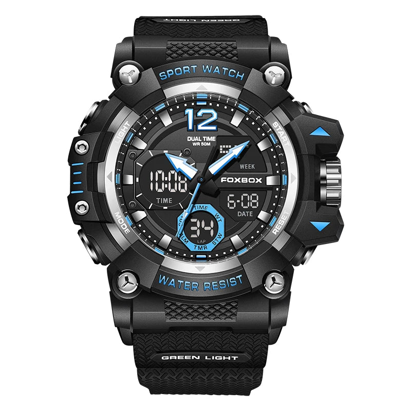 LIGE Fashion Sport Watches Men Shock Resistant 50M Waterproof Wristwatch LED Alarm Multi-function Watch Clock Military Men Watch