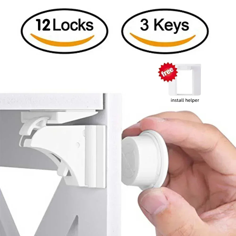 Magnetic Baby Safety Lock Children Protection Invisible Drawer Latch Cabinet Door Lock Limiter Children Security