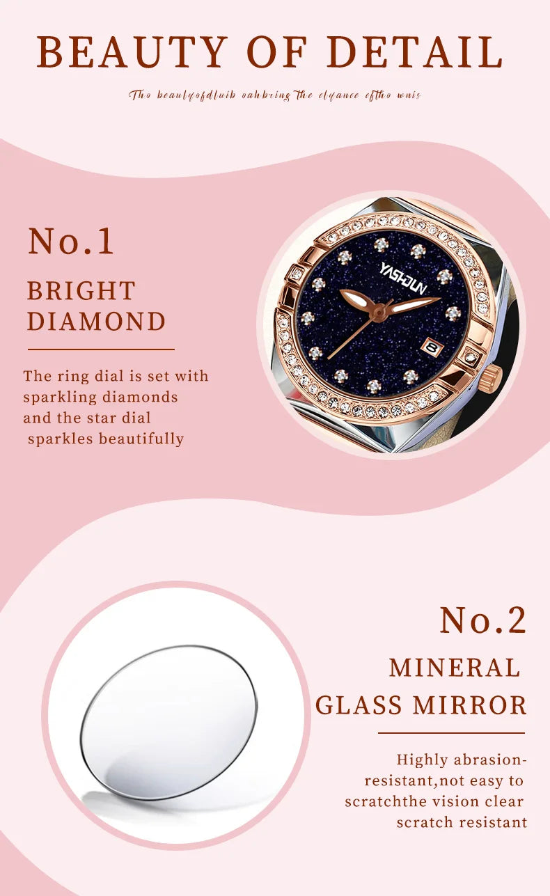 Luxury ladies' watch, mechanical wind waterproof stainless steel watch, high-quality quartz ladies' watch