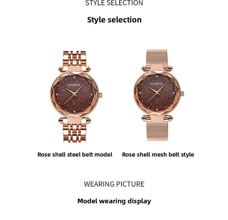 Luxury Ladies' Dress Watch with All-Star Design,Stylish Stainless Steel,Elegant Waterproof Quartz Watch,Comes with Watch Box