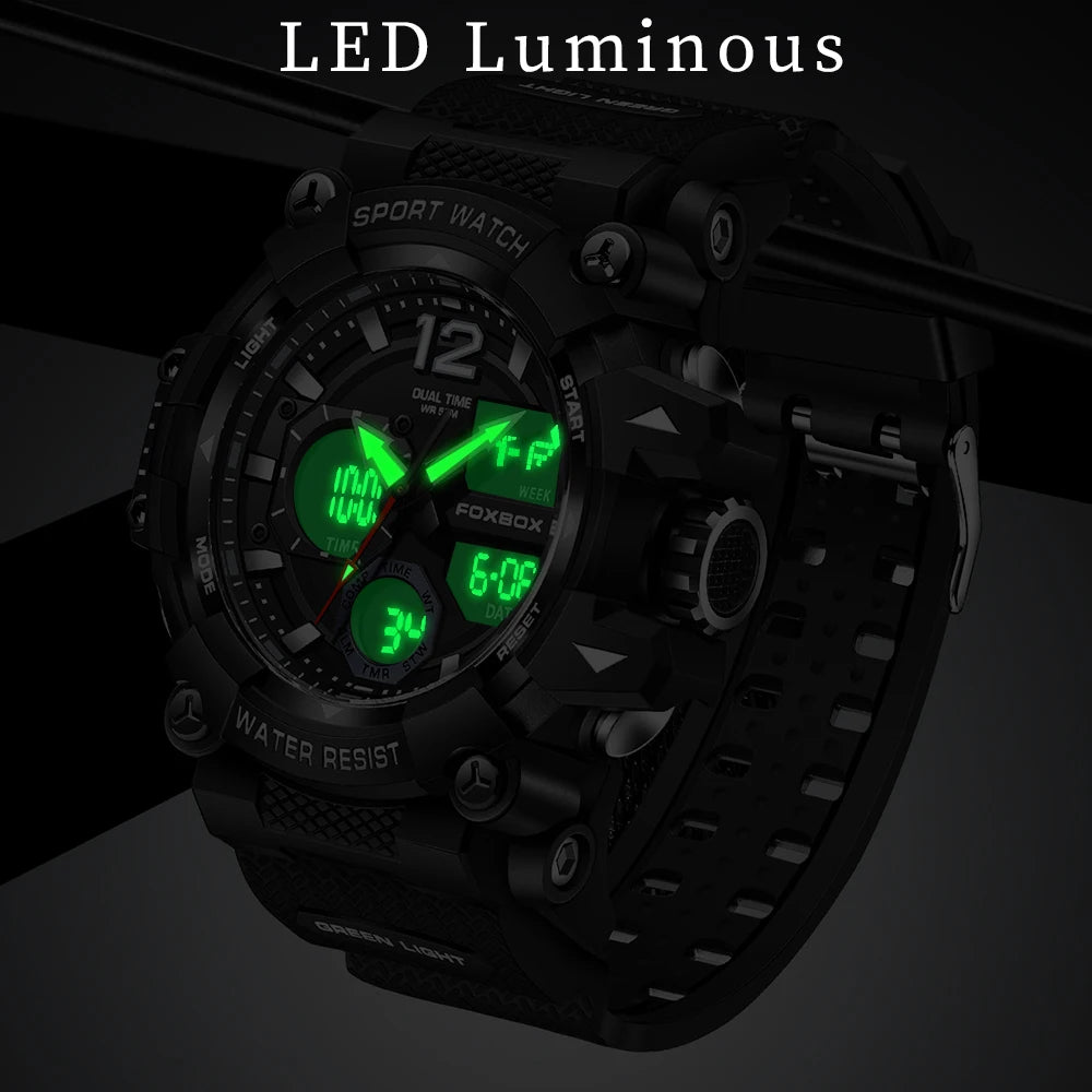 LIGE Fashion Sport Watches Men Shock Resistant 50M Waterproof Wristwatch LED Alarm Multi-function Watch Clock Military Men Watch