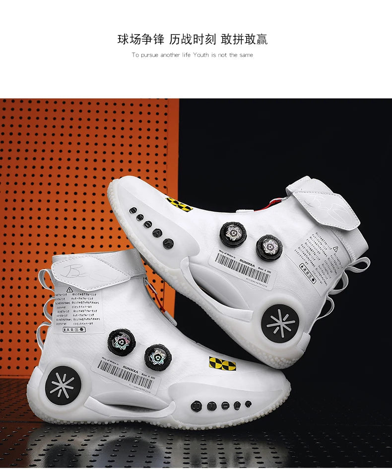 Men's Basketball Shoes Breathable Cushioning Non-Slip Wearable Runing Shoes Gym Training Athletic Basketball Sneakers for Women