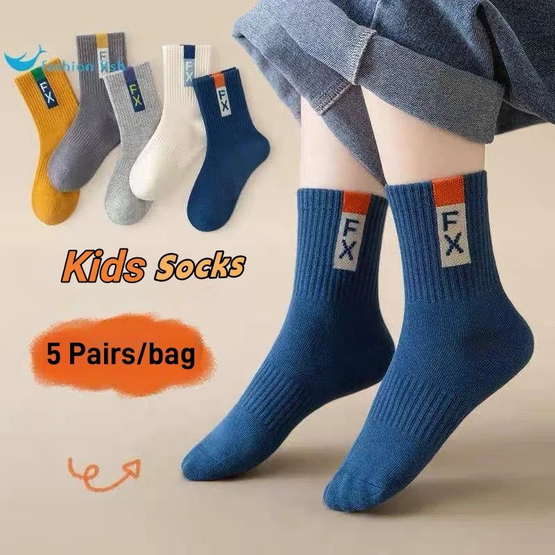 GreenC Summer Calf Socks 5 Pairs Children's Socks Boys Spring Cotton Socks Baby Child 1-14T Kids  Sport Sock