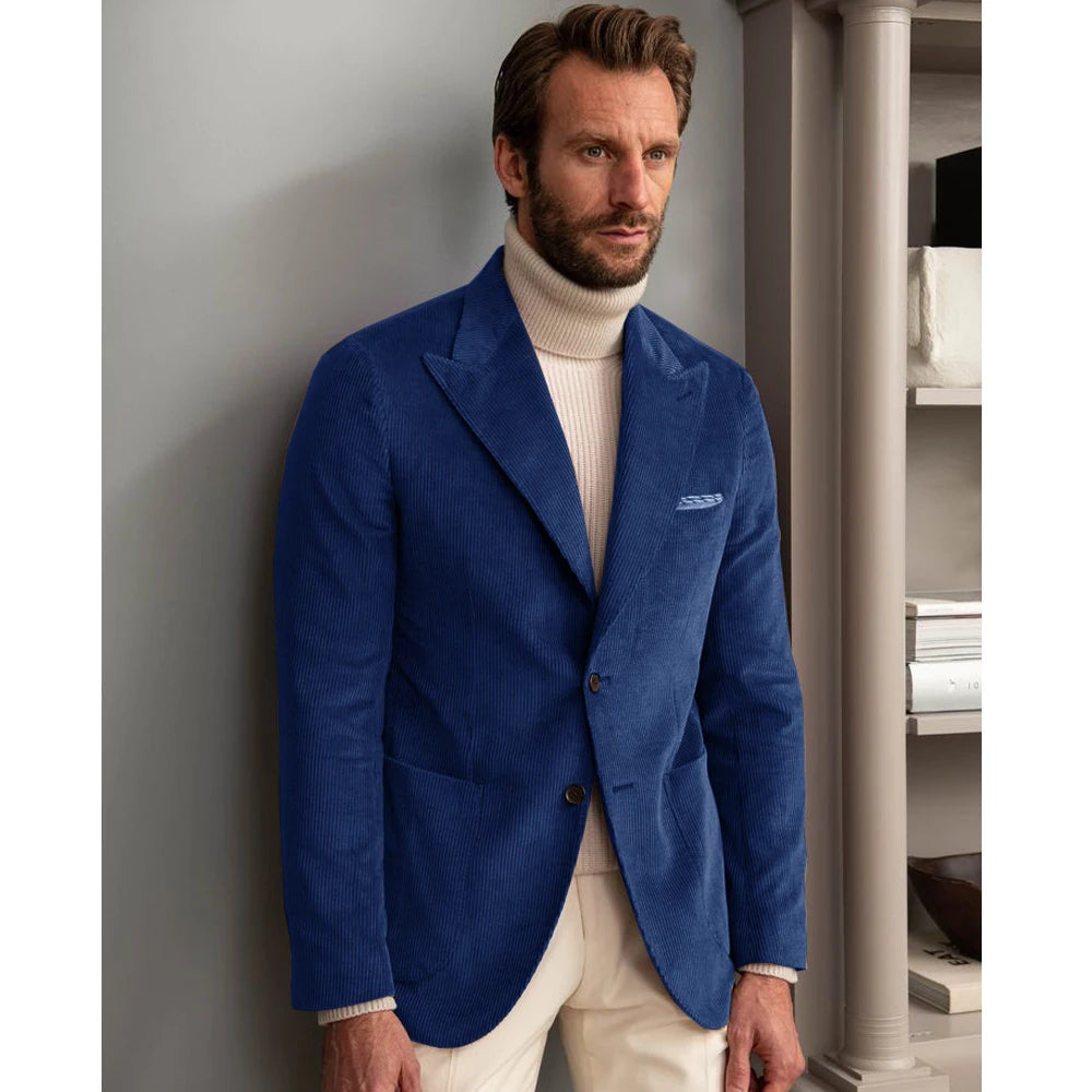 Luxury Men  Jackets New Corduroy British-style Jacket Business Casual High-quality Coat Single Breasted Suits for Men