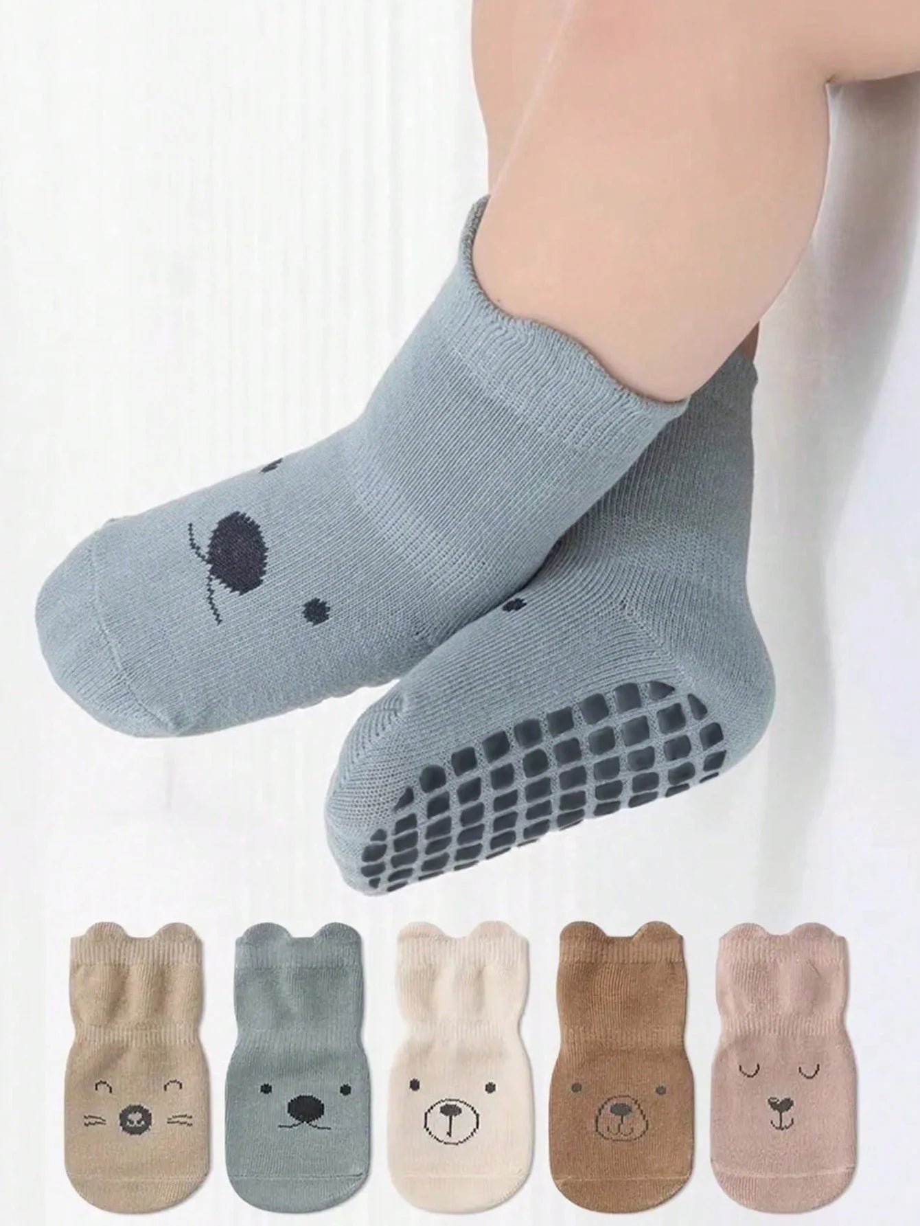 5 Pairs of Baby Floor Socks for All Seasons Kidsren's Non-Slip Baby Toddler Socks Soft Bottom Indoor Cute Boys and Girls Socks
