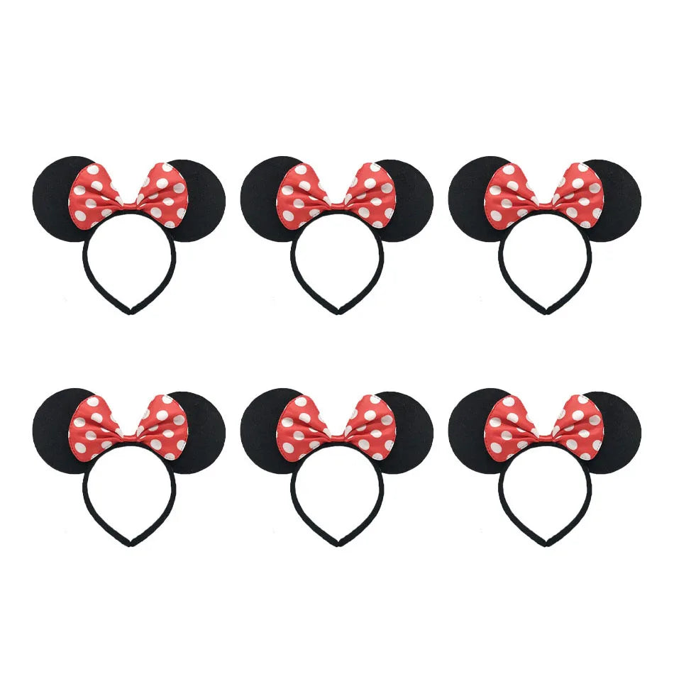 3/6/12pcs/lot Girls Mouse Ears Solid Bow Ears Headband for Birthday Party Supplies and Mouse Themed Costume Cosplay Decoration