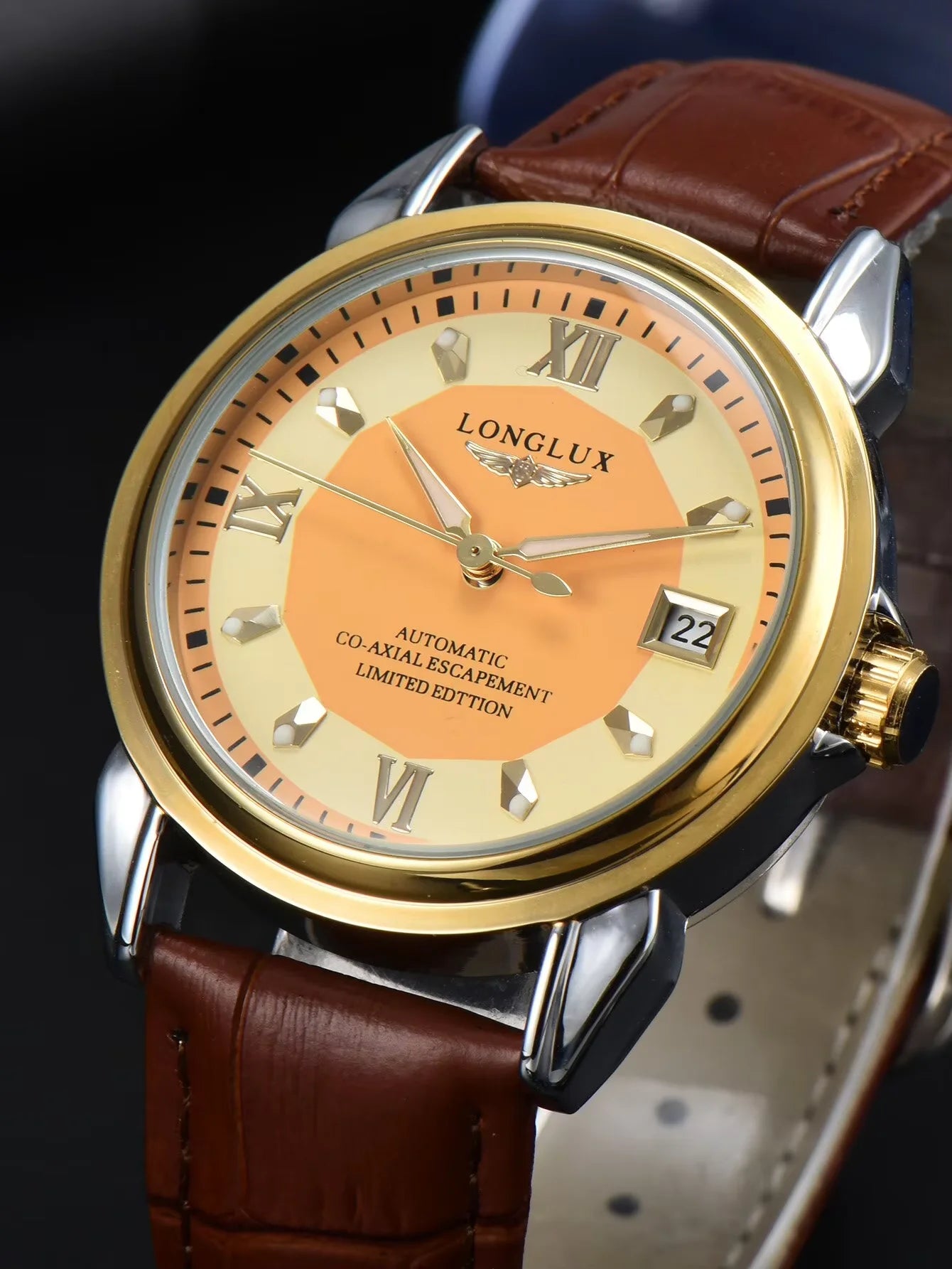 Luxury Men's Automatic Mechanical Watch, Mechanical Movement, Limited Edition, Roman Numeral Dial, Leather Strap, Skeleton Design, Waterproof, Luminous Calendar, Business Casual Style, Men's Watch, High-End Gentleman's Formal