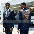 Luxury Men Suits Unique Design Outfit Peaked Lapel Groom Tuxedos Customized Wedding Blazers 2 Pieces Sets Slim Fit ropa hombre