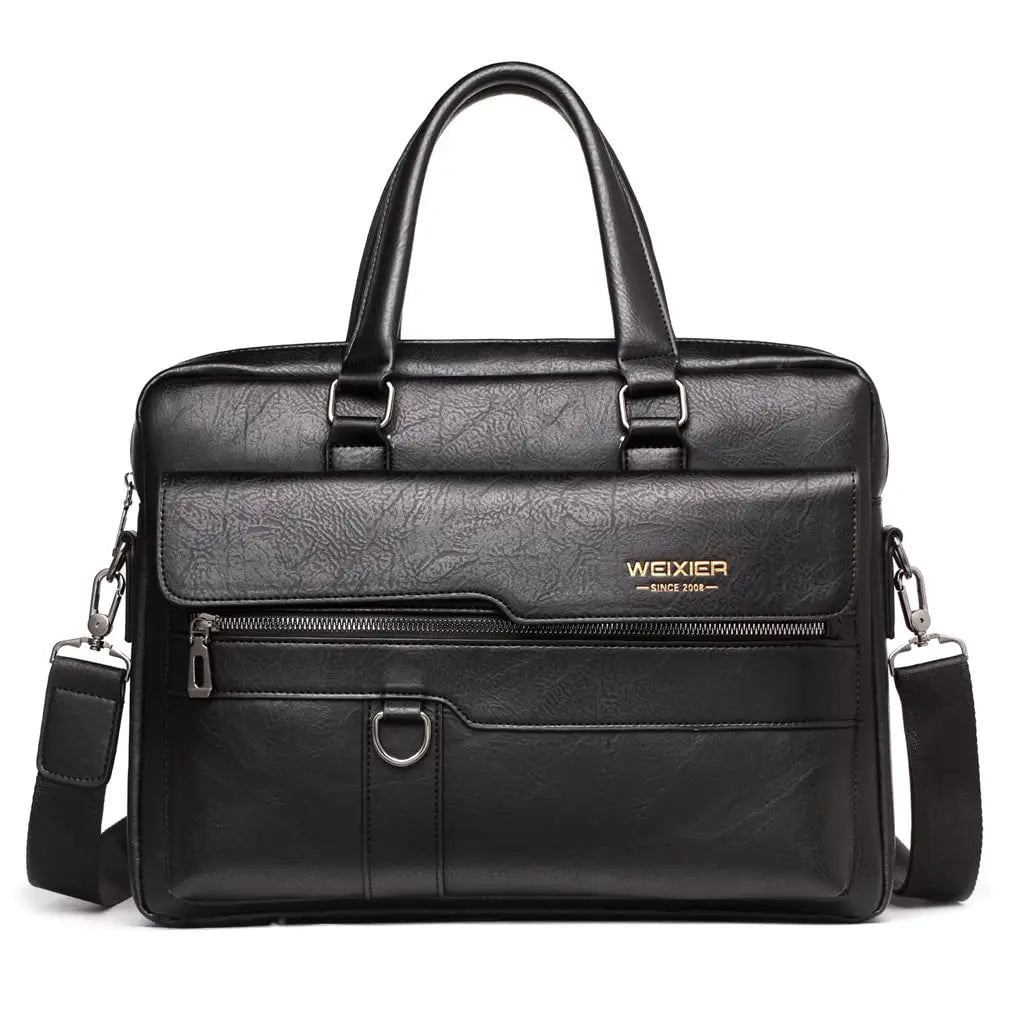 Men's Fashionable Business Handbag, Commuter Computer Bag, Crossbody Bag, Women's Outdoor Work and Daily Travel Small Leather Shoulder Bag, Black