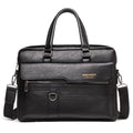 Men's Fashionable Business Handbag, Commuter Computer Bag, Crossbody Bag, Women's Outdoor Work and Daily Travel Small Leather Shoulder Bag, Black