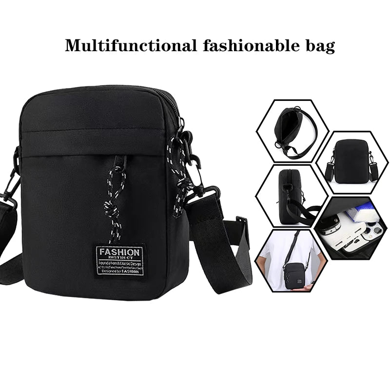 Stylish Casual Crossbody Bag for Men, Minimalist Nylon Shoulder Purse with Front Pocket, Ideal for Daily Commute