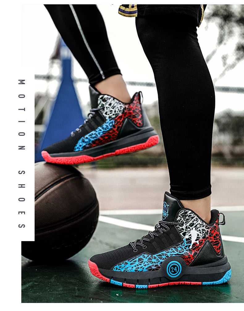 Basketball Shoes Men Field Training Non-slip High-top Luxyry Design Mesh Breathable Sneakers Pro Original Kids Basketball Boots