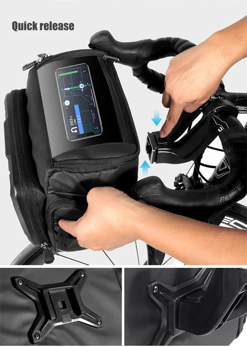 WILD MAN EVA Hard Shell Bicycle Handlebar Bag Touch Screen Phone Holder Electric Scooter Front Bag Crossbody Camera Pouch