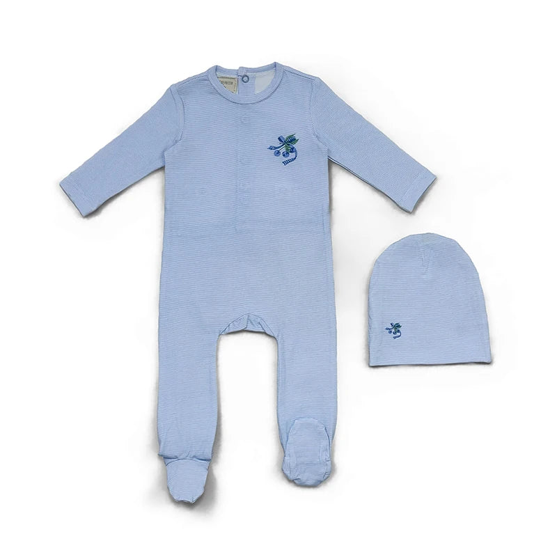 Ali Layette SS26 Striped And Cherry Collection Cotton Family Matching Hat  Blanket Rompers Sets