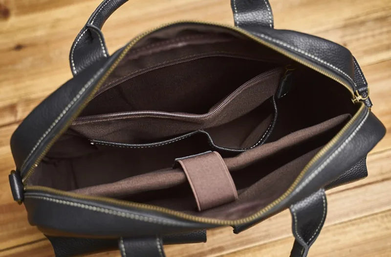 Men's Handbag for Men Genuine Leather Top Grain Leather Large Capacity Laptop Bag Business Document Briefcase Luxury Purse