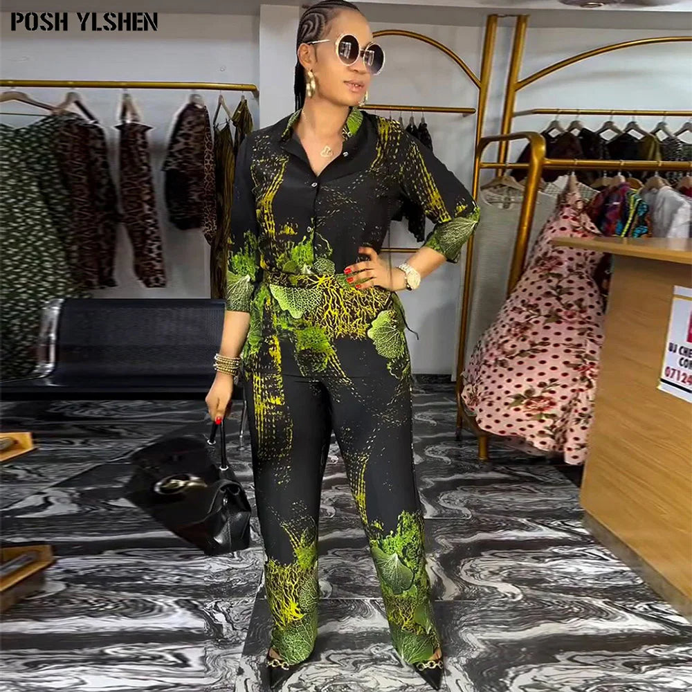 Two 2 Piece Pant Sets Women Outfit Summer Clothes African Dresses for Women 2025 Sexys New in Matching Set Dames Africa Clothing