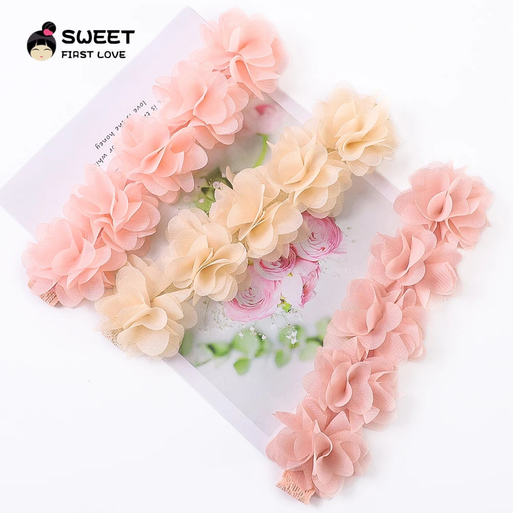 Pink Baby Flower Headband Pink Chiffon Hair Bands Handmade DIY Headwear Hair Accessories for Kids Children Newborn Toddler