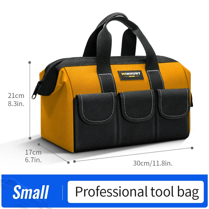 Tool Bag for Men, Heavy Duty Tool Bag Wide Mouth Tote for Various Instrument, Electrician Carpenter Mechanic(Yellow)