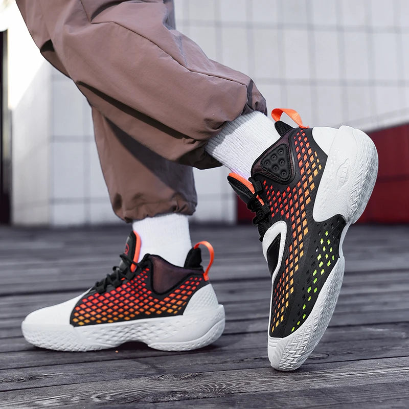 Basketball Shoes for Men Women Outdoor Sneakers Spring Autumn Activities with Excellent Shock Absorption Big Size