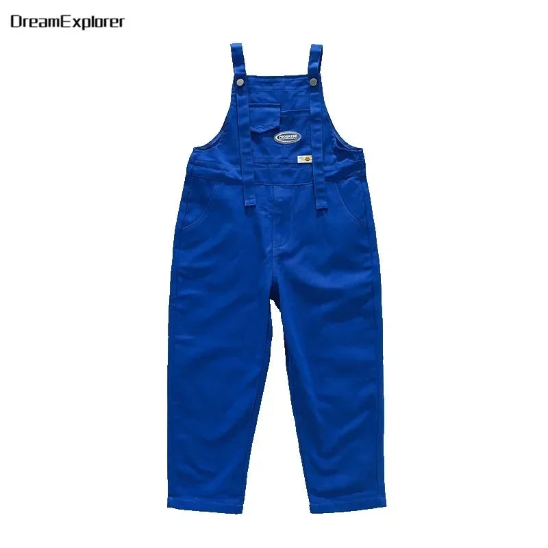 Boys Hip Hop Loose Colorful Overalls Girls Patchwork Dungaree Children Candy Color Jumpsuit Street Dance Romper Kids Streetwear