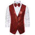 Luxury Vest for Men V-neck Slim sparkling tailcoat Solid Plain Waistcoat Bowtie Set Wedding Party Formal Sleeveless Jacket