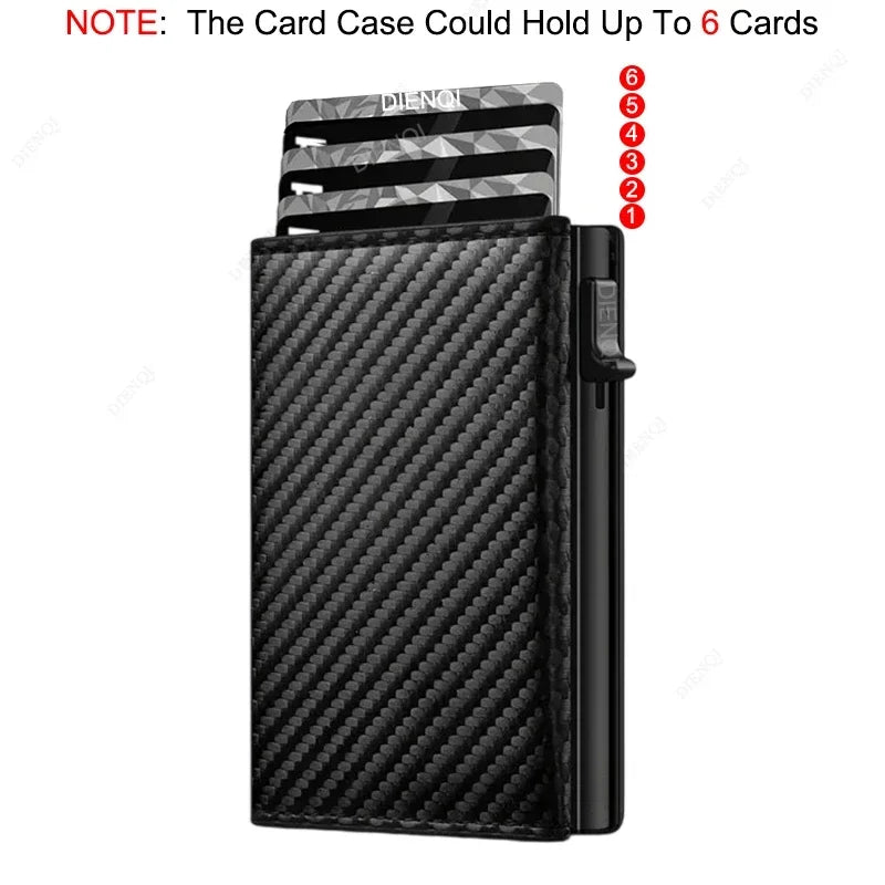 RFID Blocking Credit Card Holders Wallet Men Luxury Ultra Thin Automatic Pop Up Metal Minimalist Wallets Money Clips with Zipper
