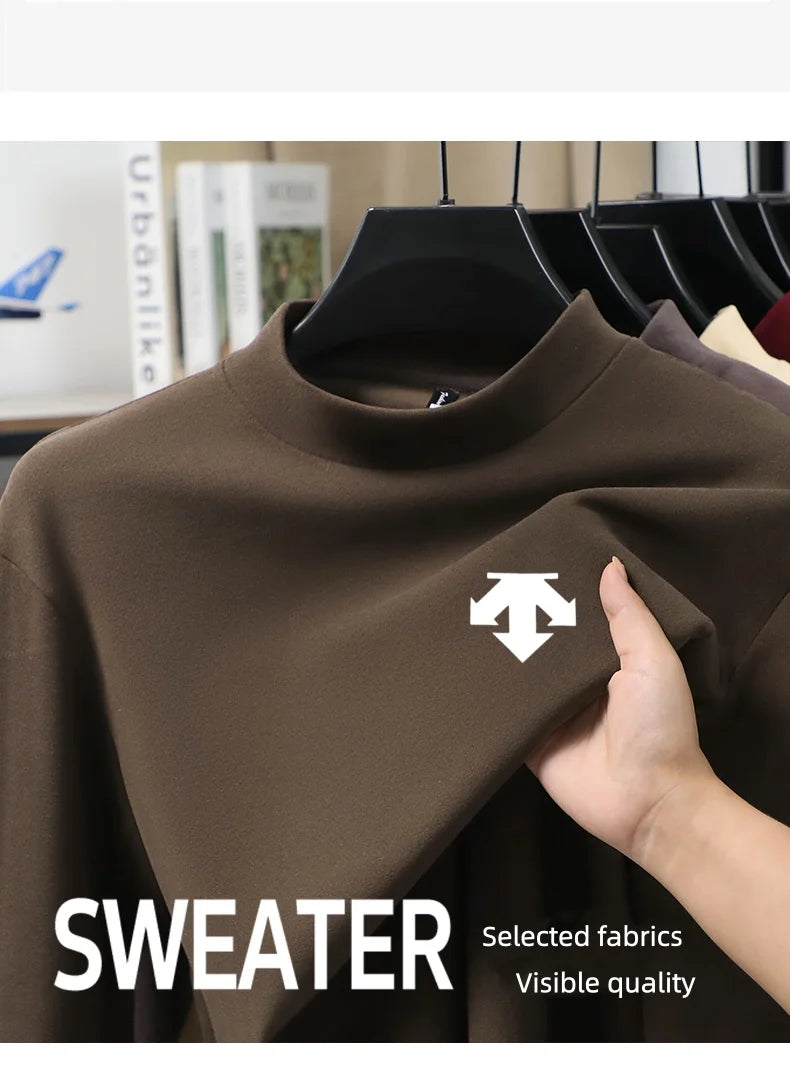 Luxury Brand Hot Sales Men's Print Long Sleeve Bottom Fashion New Solid Color Soft T-Shirt Casual Warm Versatile Men's Clothing