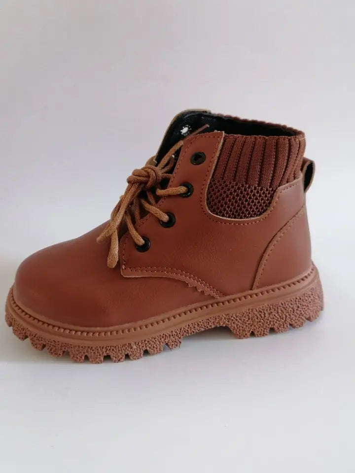 Kids Leather Chelsea Boots Waterproof Children Sneakers Beige Toddler Snow Boots Girl Winter Shoe Boy