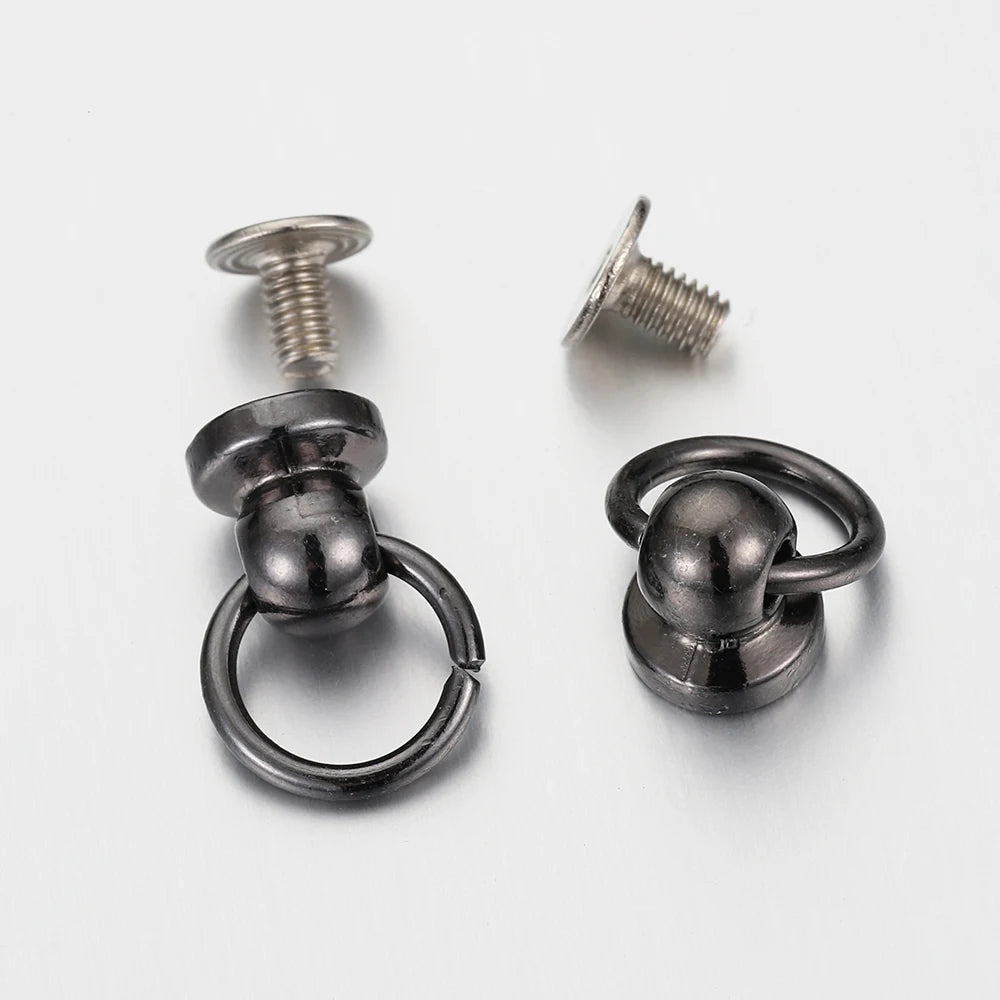 20set Metal Ball Post with O Ring Studs Rivets Nail Screw Back Round Head Spot Spikes Leather Craft Phone Case Decor Accessories