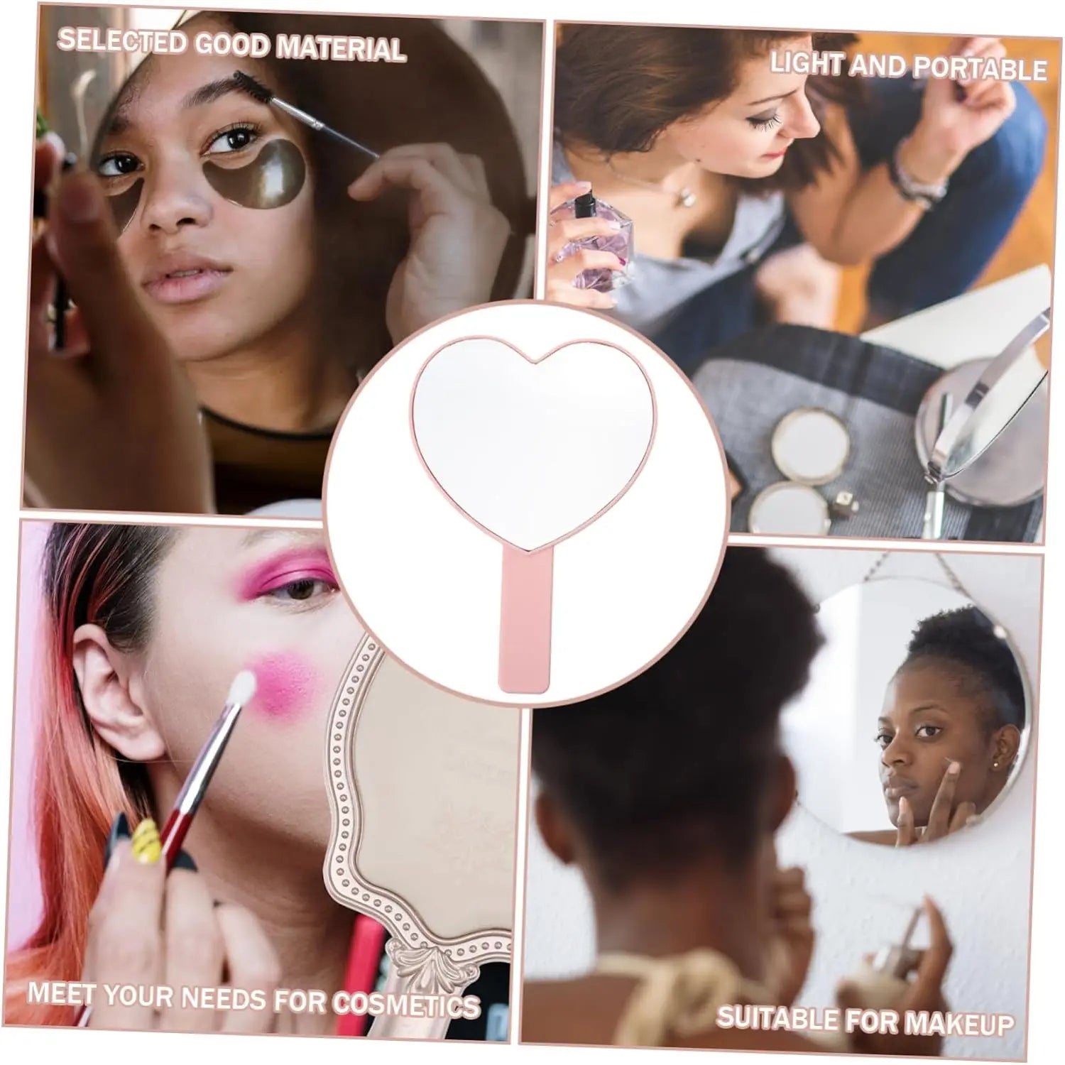 1 Pcs High Definition Handheld Heart-shaped Eyelash Mirror Eyelash Inspection Mirror Makeup Gadgets Vanity Mirror Girl Gifts