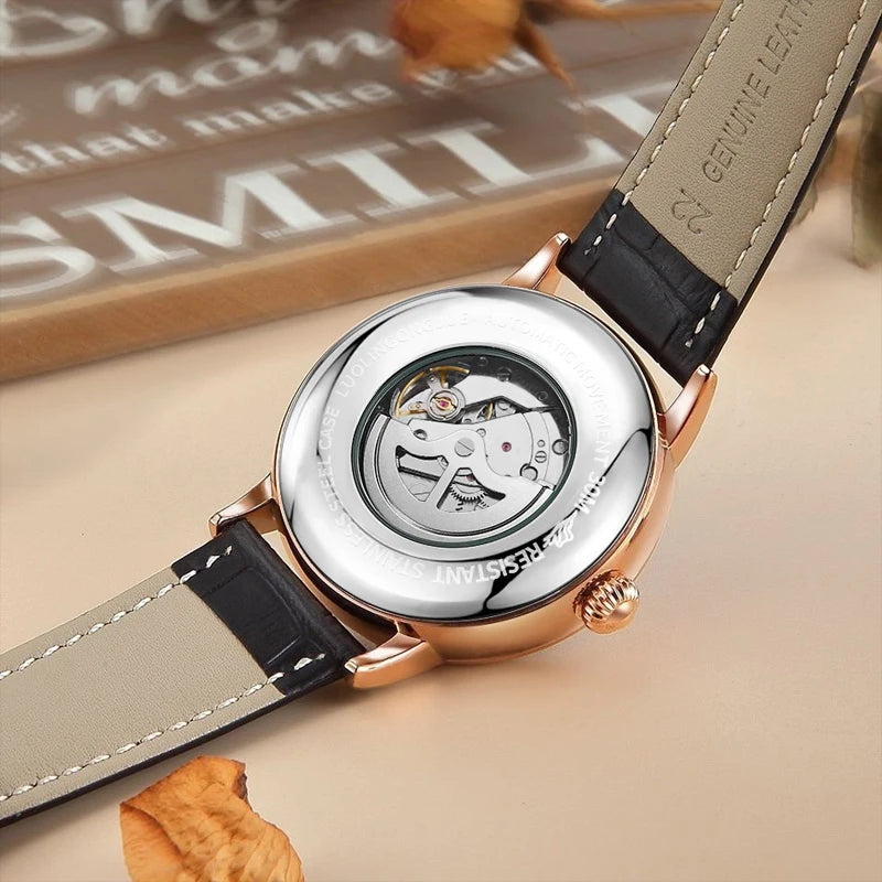 Luxurious Men's Business Automatic Mechanical Watch, with a Skeleton Design, Stylish, Casual, Simple, Versatile, and Multifunctional, a Handsome Watch for Men That Combines Luxury and Fashion, Perfect as a Gift during Holiday