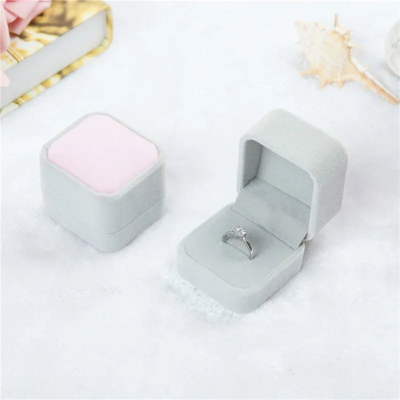 Rounded Flannelette Ring Box Flocking Jewelry Storage Organizer for Studs Badges - Soft Jewelry Box for Ring Protection