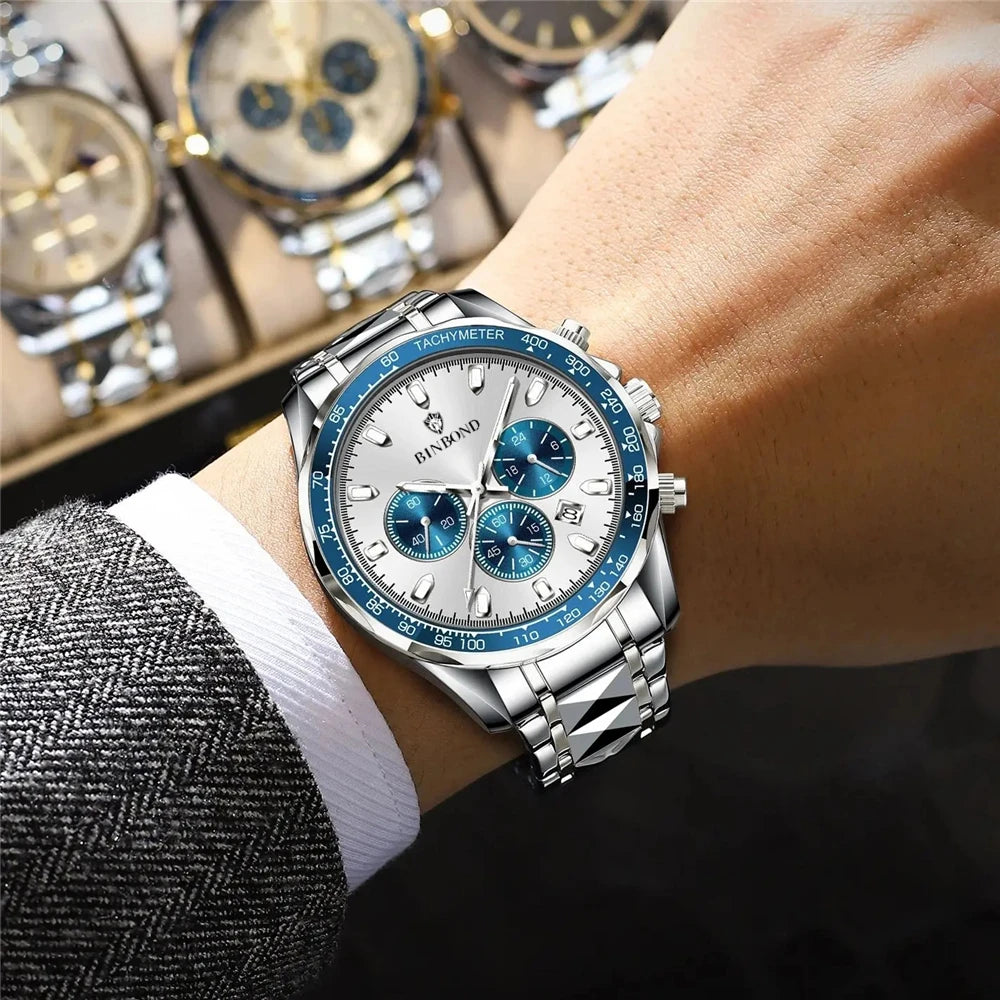 New Automatic Watch For Man Small Dial Blue Digital Fashion Quartz Wristwatches Men Clock Luxury Watches Mens Gifts Cadeau Homme