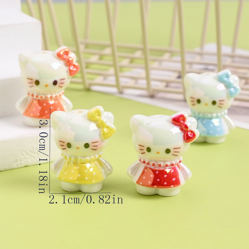 10Pcs 3D Sanrio Resin Bead 8colors Floral Skirt Hello Kitty Bead For Baby Toy Chew Teething DIY Pacifier Clips Chain
