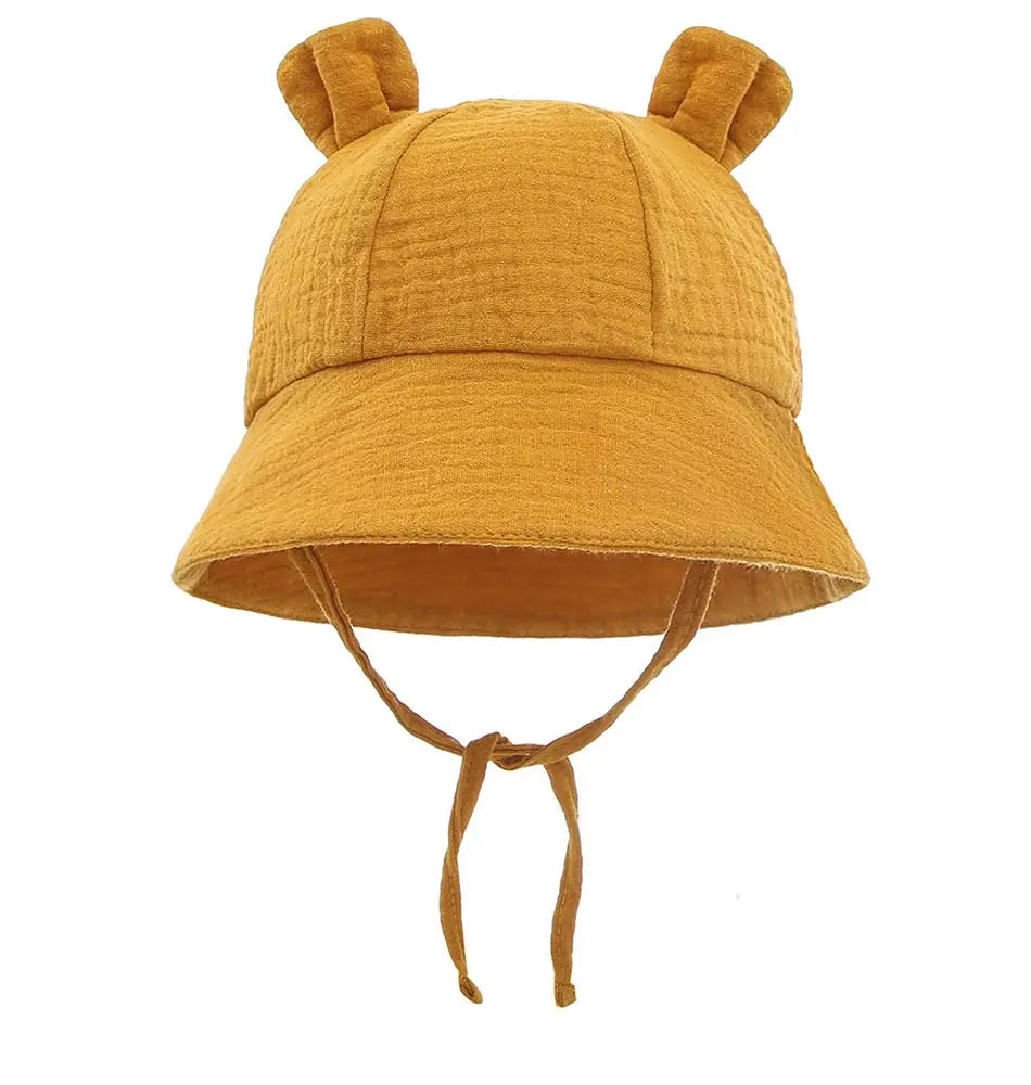 Soft Cotton Baby Sun Hat With Ears Cute Bunny Newborn Boys Girls Bucket Hat Summer Kids Toddler Panama Cap 0 to 12 Months