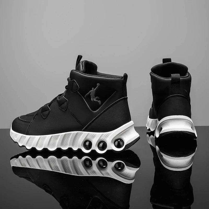 One pair of simple and fashionable mid-top basketball shoes. Thickened, soft, shock-absorbing, wear-resistant