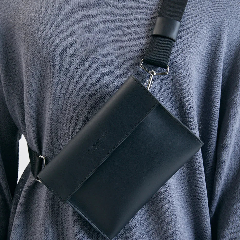 Brand Men Shoulder Bag Pu Leather Korean Messenger Bags for Man New Small Male Crossbody Chest Phone Bag Designer Handbags Black