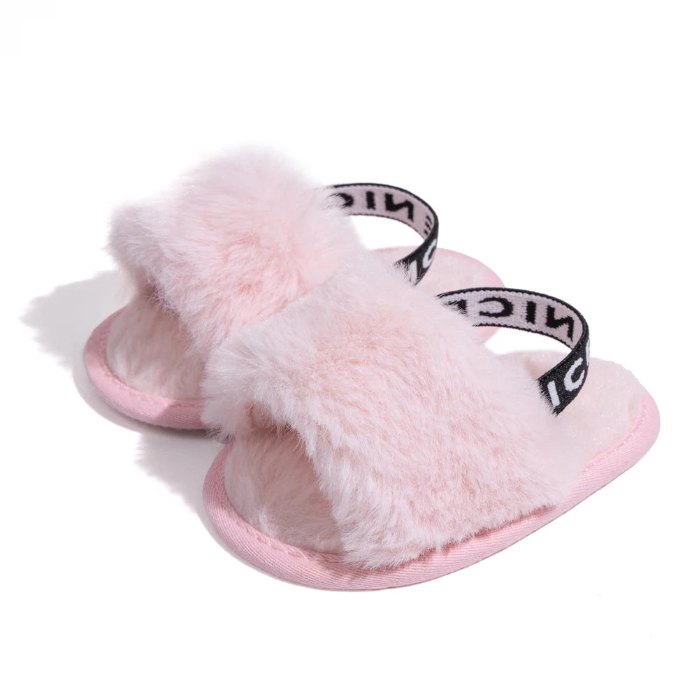 Hot Sale Soft Bottom Breathable Baby Shoes 0-18 Months Simple Elastic Walking Shoes Indoor Baby Girls Non-slip Fur Sandals