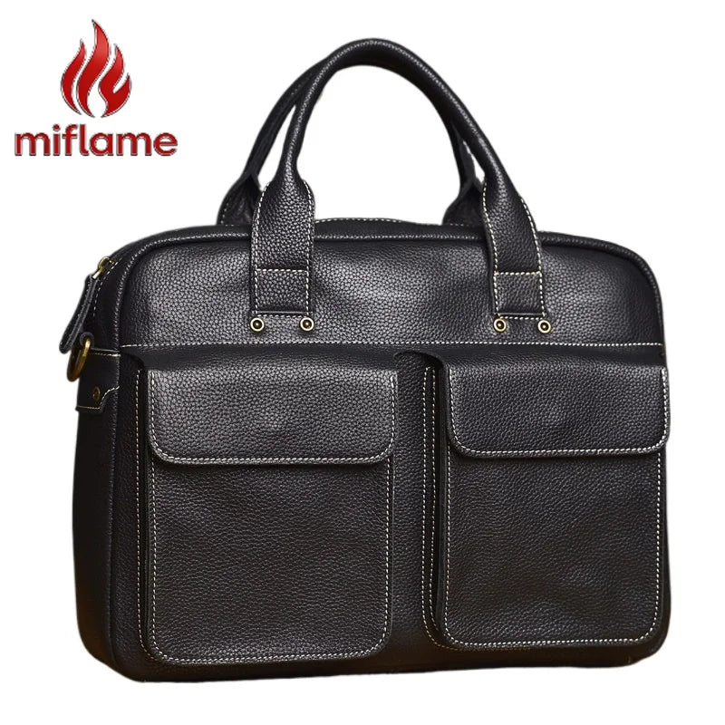 Men's Handbag for Men Genuine Leather Top Grain Leather Large Capacity Laptop Bag Business Document Briefcase Luxury Purse