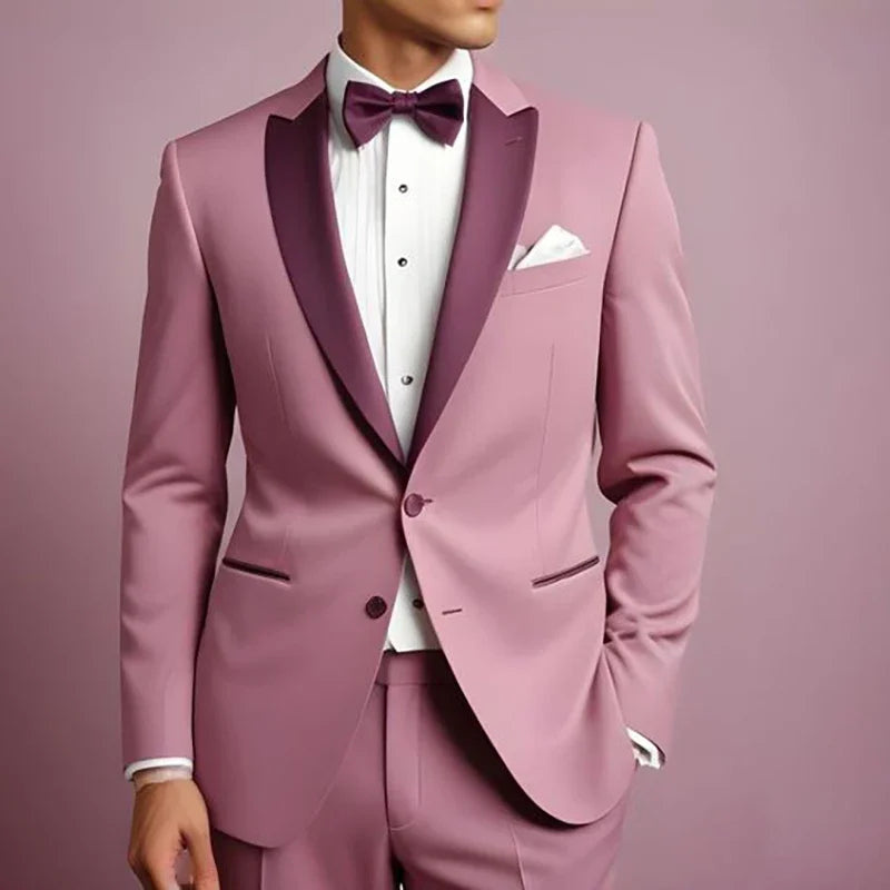 Luxury Men Suits 2 Piece Jacket Pants Full Sets Elegant Wedding Male Clothing High Quality Costume Homme Slim Fit Blazer