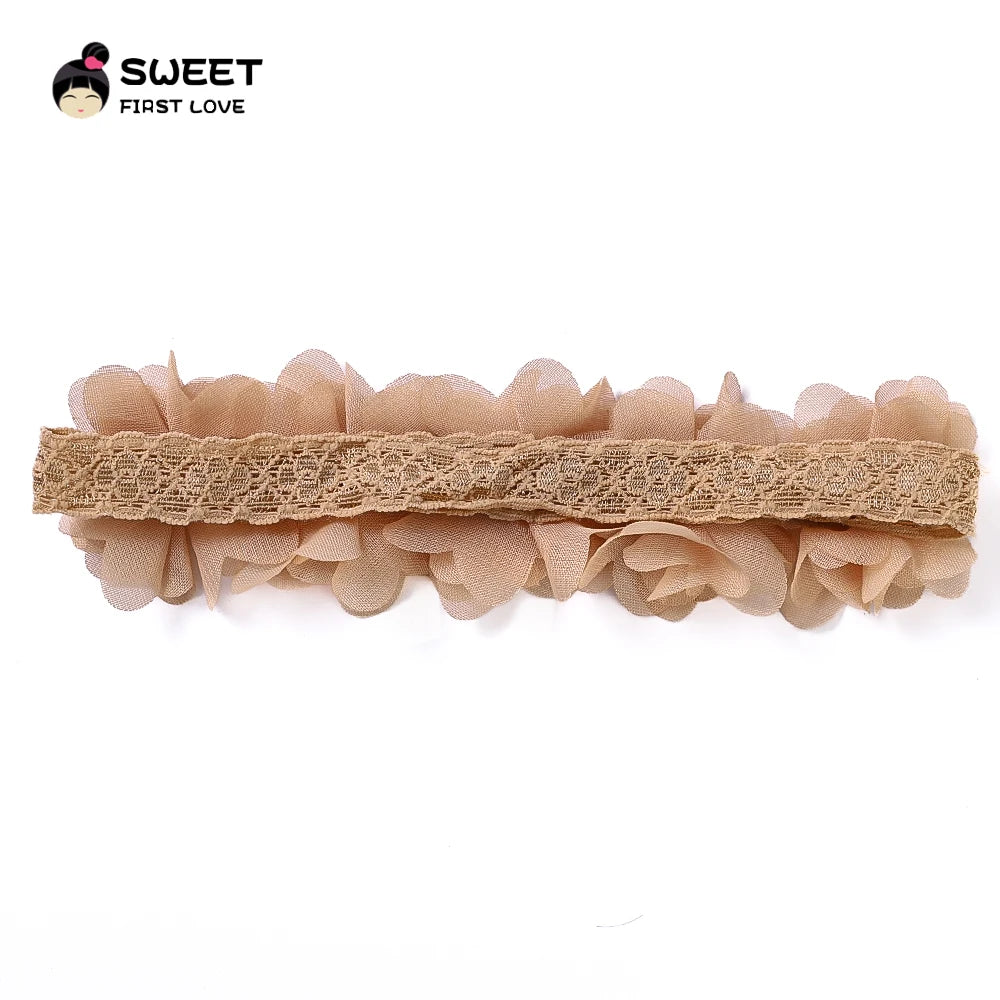 Pink Baby Flower Headband Pink Chiffon Hair Bands Handmade DIY Headwear Hair Accessories for Kids Children Newborn Toddler