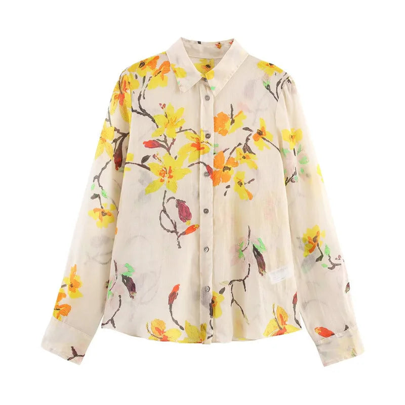 Women 2 Pieces Sets 2025 New Fashion Floral Printed Shirt Top Elastic Waist Long Pants Set Women's Suit Casual Woman Outfit