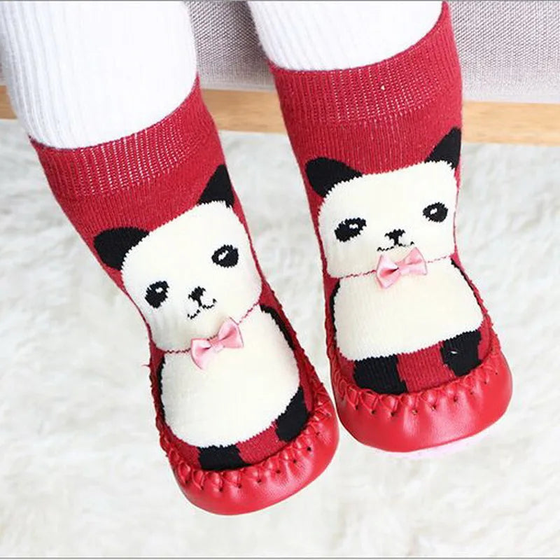 Toddler Winter Indoor Sock Shoes with Rubber Soles