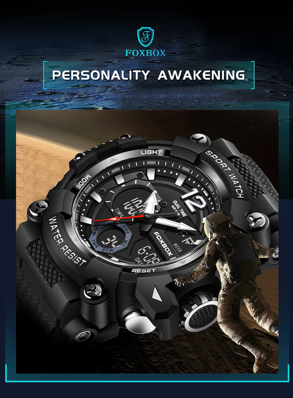 LIGE Fashion Sport Watches Men Shock Resistant 50M Waterproof Wristwatch LED Alarm Multi-function Watch Clock Military Men Watch