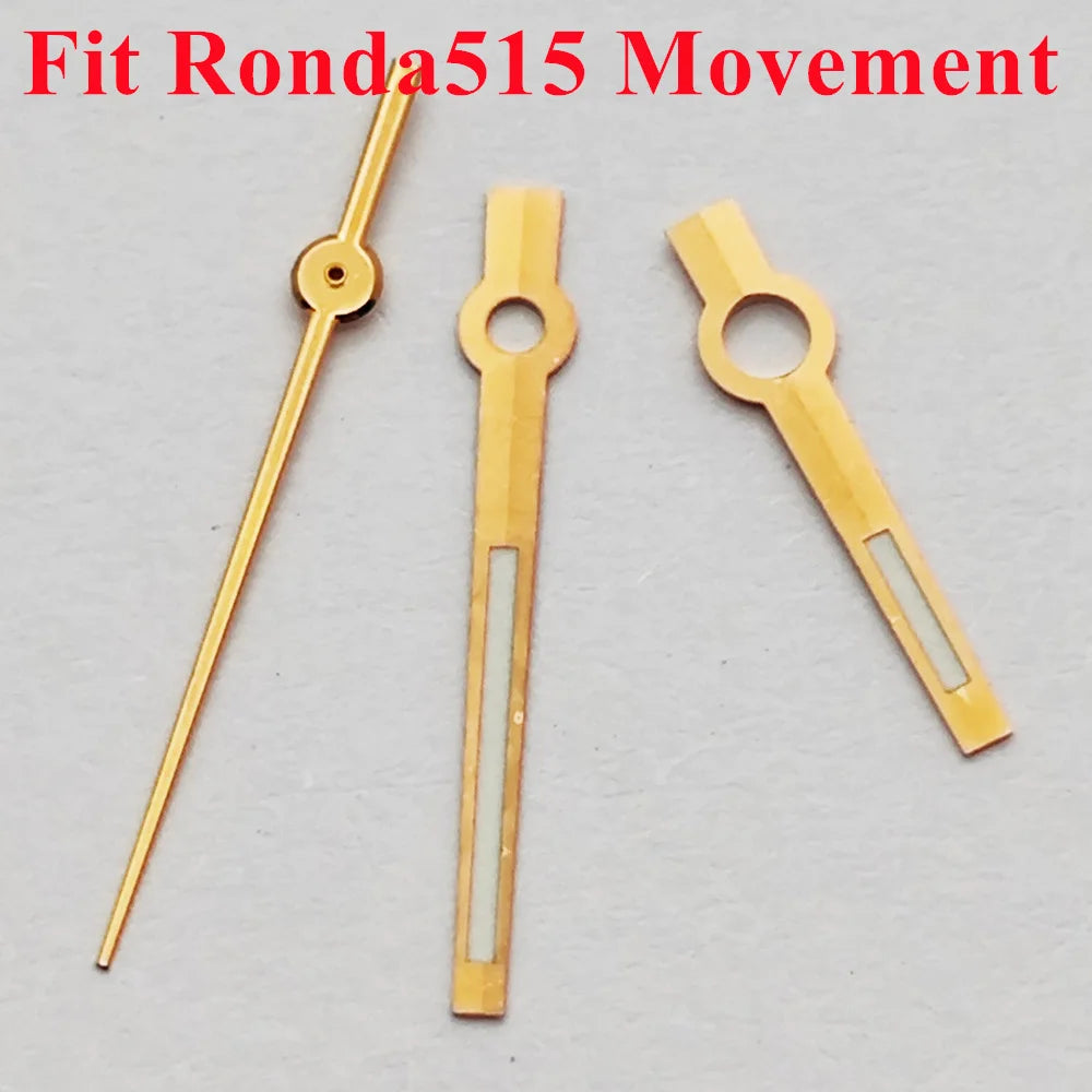 RICHUS Ronda515 Watch Hands Silver Gold Rose-Gold Watch Hands Green Luminous Fit Ronda 515 Quartz Movement Watch Accessory Part