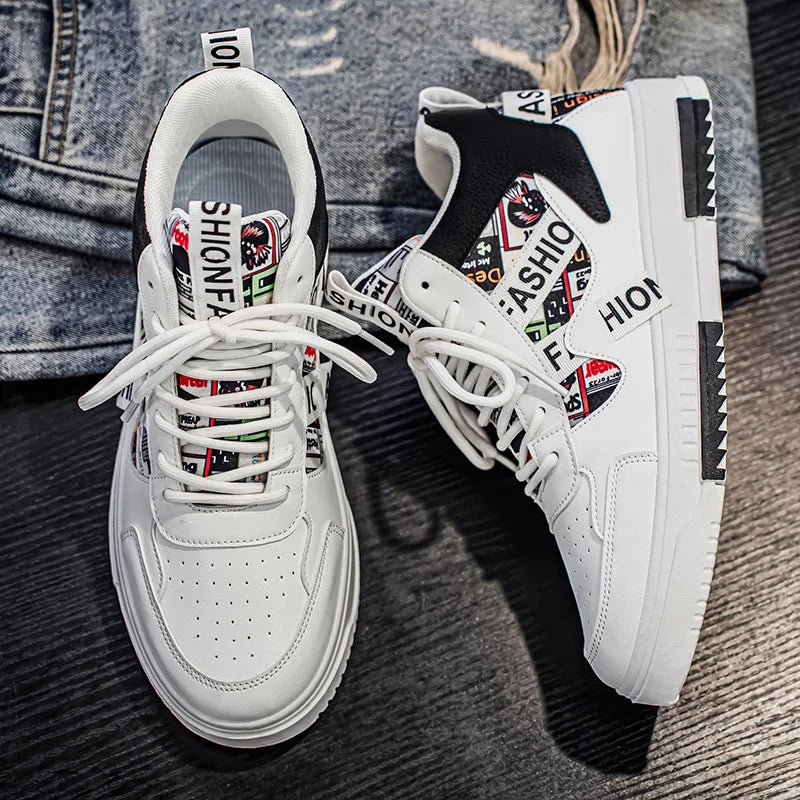 2025 New High-Top Sneakers for Men, Trendy Graffiti Color-Block Men's Shoes, Versatile Street Trend Casual Sports Shoes
