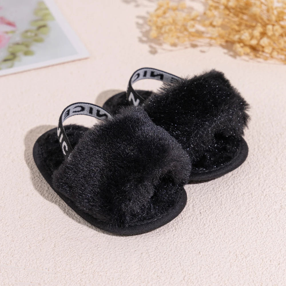 Hot Sale Soft Bottom Breathable Baby Shoes 0-18 Months Simple Elastic Walking Shoes Indoor Baby Girls Non-slip Fur Sandals